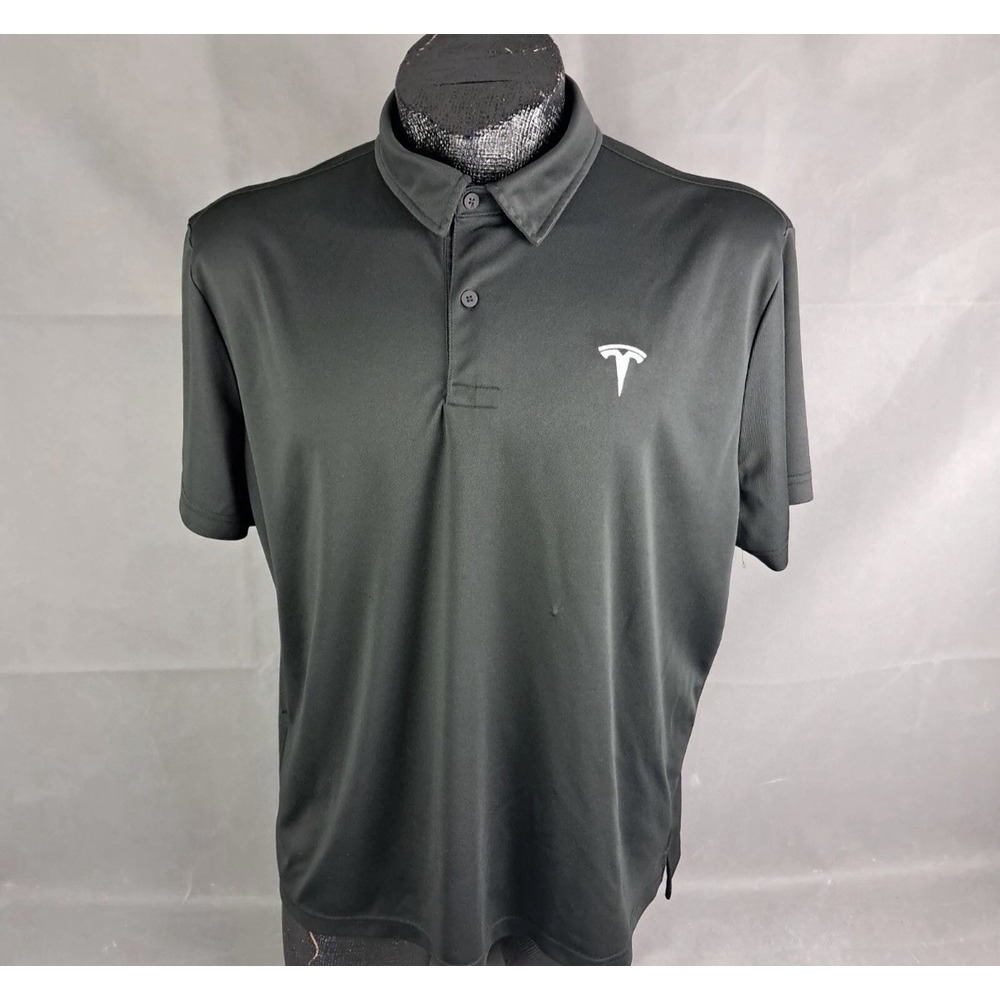 Tesla Motor Co Polo Shirt Mens Black Short Sleeve Driving Pullover Size 3XL
